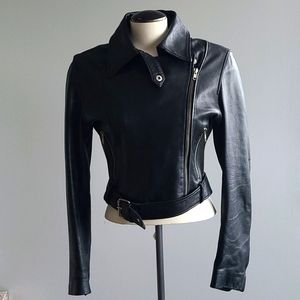 Cropped leather jacket